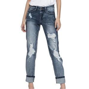 Judy Blue Destroyed Bleach Splatter Boyfriend Jeans